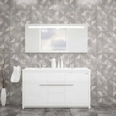 Casa Mare Alessio 60 Glossy White Vanity Ceramic Sink Combo - Alessio152GW-60-MSC-S